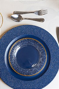 Prato para Sobremesa Mauve com Fio de Ouro 19cm x 2cm Cristal 4 Pçs - Wolff