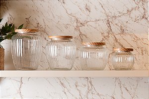 Porta Mantimento de Vidro com Tampa de Pinus 1,9L - Wolff