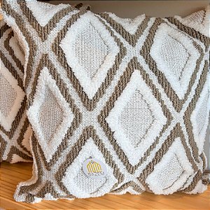 Almofada Felpuda 45x45 Cinza com Branco