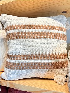 Almofada Bordada Naturelle 45x45 Bege e Marrom