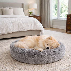 Cama Pet Nuvem Donuts Veludo Macia Cães/Gatos Confortável M