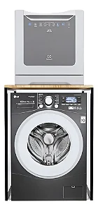 Armário Balcão Para Maquina De Lavar Lava Louças Sob Medida Preto Com Amadeirado