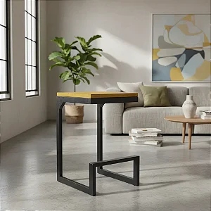 Banco Estilo Industrial Metal E Madeira Pintura Eletrostática Preto