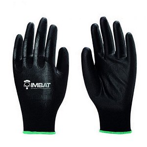 Luva Imbat Helanca PU Preta Tamanho 8