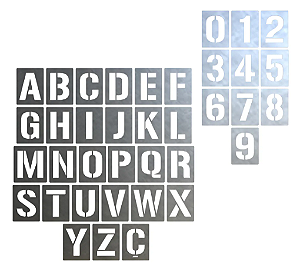 Stencil Letras E Números 6cm Aço Galvanizado Reutilizável