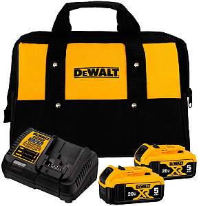 Kit 02 Baterias - 5AH 20 V c/ carregador + bolsa - Dewalt DCB205C2K-BR