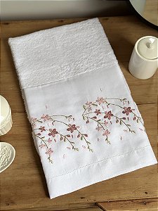 TOALHA DE ROSTO FLORES ROSA