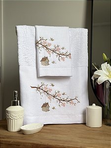 CONJUNTO TOALHA DE MÃO E ROSTO CEREJEIRA CASINHA