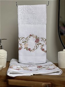 TOALHA DE MÃO GUIRLANDA ROSAS