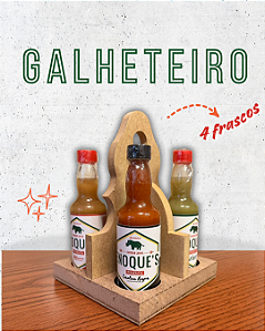 Galheteiro com 4 Molhos de Pimenta Premium Enoque's