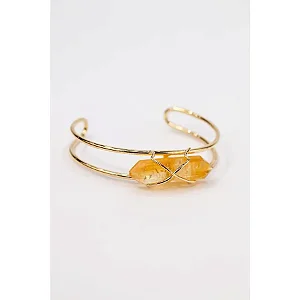 Bracelete Citrino Laços Banho Ouro