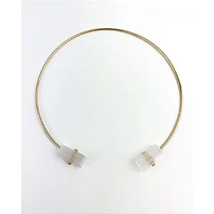 Choker Duo Selenita Branca Bruta Banhada Ouro