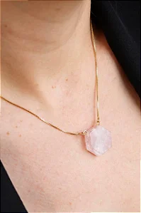 Colar Difusor Quartzo Banho Ouro