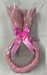 Lembrancinha - Toalhinha e Sabonete - Redondo - Saquinho com Laço