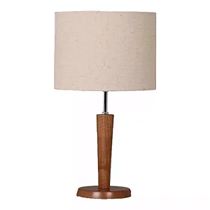 Abajur 37xØ20cm Madeira e Tecido - 5L Trevisan 988