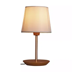 Abajur Slim (A) 35cm x (D) 17cm Metal, Madeira e Tecido - Madelustre 3038