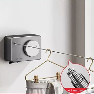 Varal Retrátil Invisível de Aço de Parede - Prático, Discreto e Portátil