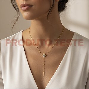 Colar Terço Sagrado Coração Folheado Ouro