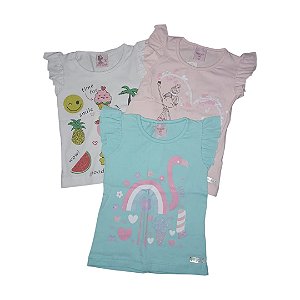 Blusa Feminina de Cotton Manga Franzida