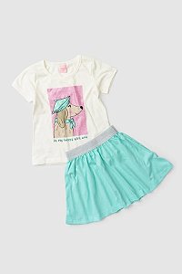 Conjunto Infantil Feminino Cãozinho em Paris