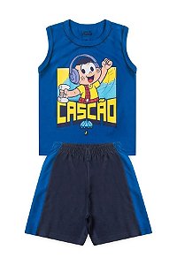 Conjunto Masculino Infantil Jogador Cascão Turma da Mônica
