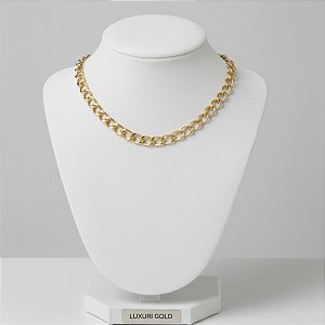 Corrente Colar Choker Elos Dourados Com Banho de Verniz