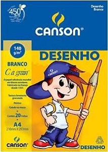 Bloco De Desenho A4 140g 20 Folhas Branca Canson