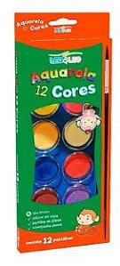 Aquarela 12 Cores 28mm+Pincel Leo&Leo