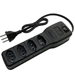 Filtro De Linha 4 Tomadas Bivolt Preto Com Fusível