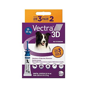 Antipulgas Vectra 3D Cães 10 a 25 kg Ceva 3,6 ml Leve 3 Pague 2 3 pipetas