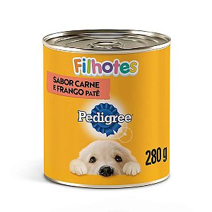 Ração Úmida Pedigree para Cães Filhotes Lata Patê de Carne e Frango 280 g