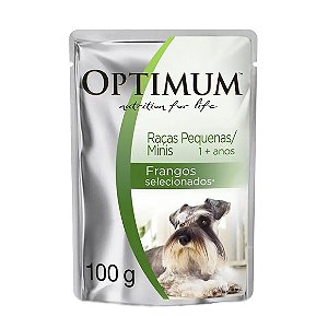 Ração Úmida Optimum Sachê Cães Adultos Raças Pequenas e Mini Frango 100 g