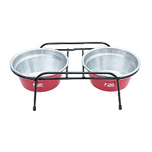 Comedouro Aramado Duplo NF Pet Vermelho 1,2 L