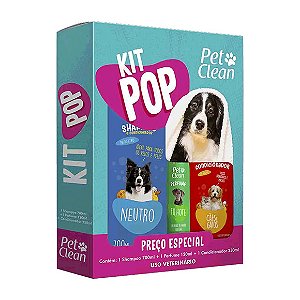 Kit Pop Shampoo, Condicionador e Perfume Pet Clean Único