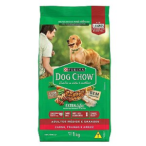 Dog Chow Cães Adultos Médios e Grandes Carne, Frango e Arroz 1 kg