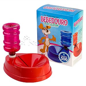 Bebedouro Pelo Longo com garrafa 1000ml Rosa