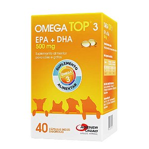 Suplemento para Cães e Gatos Omega Top 3 500 mg 40 Cápsulas