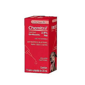 Antibiótico Chemitril Injetável 2,5% Chemitec 20 ml