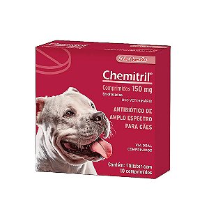 Antibiótico Chemitril 150mg para Cães Chemitec 10 comprimidos