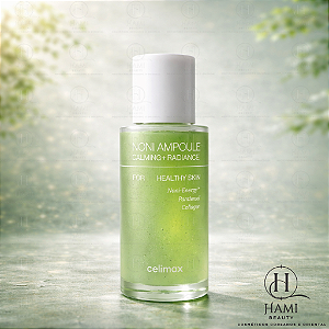 Celimax Noni Ampoule Calming + Radiance – Sérum Coreano Calmante com Noni, Pantenol e Colágeno para Hidratação, Viço e Recuperação da Pele 50Ml