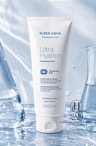 MISSHA Super Aqua Ultra Hyalron Cleansing Cream - Creme de Limpeza Coreano Hidratante com Ácido Hialurônico