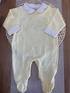 MACACÃO TRICOT ANJOS BABY - AMARELO FLORAL