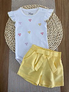 CONJUNTO BODY E SHORTS ANJOS BABY - FLORAL
