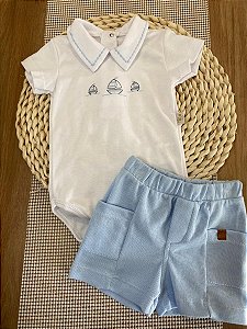 CONJUNTO BODY GOLA E SHORTS ANJOS BABY