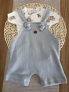 JARDINEIRA E BODY TRICOT MINI & CO - URSINHOS