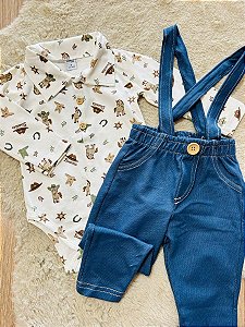 CONJUNTO BODY E CALÇA COM SUSPENSÓRIO DIVERTTO