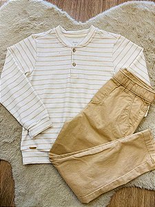 CONJUNTO CAMISETA E CALÇA SARJA PARAÍSO - TAM 6 AO 10