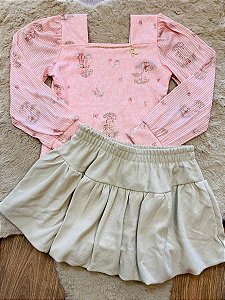 CONJUNTO BLUSA MANGA LONGA E SAIA KIKI XODÓ - 6 AO 10
