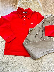 CONJUNTO CAMISA GOLA POLO E CALÇA LUC.BOO - TAM 4 AO 10