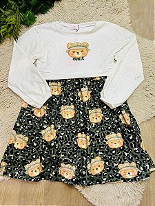 VESTIDO MANGA LONGA MALHA KUKIÊ (TAM 6 AO 10)